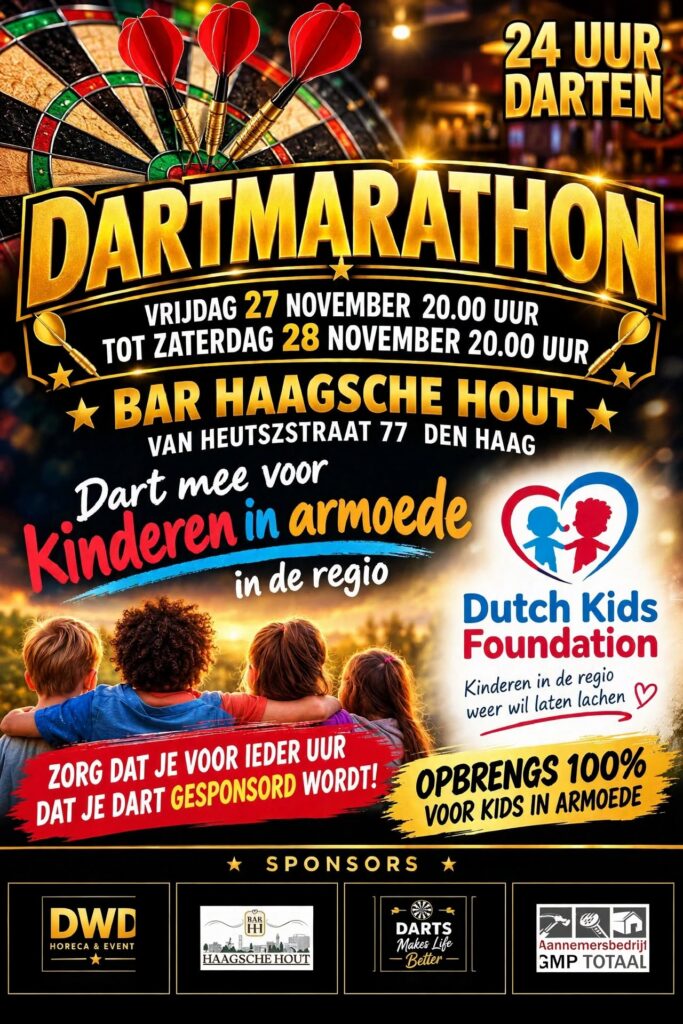 Dartmarathon voor de Dutch Kids Foundation